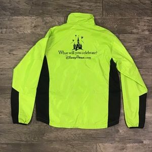Disney parks adult lime green and black zippered windbreaker size large
